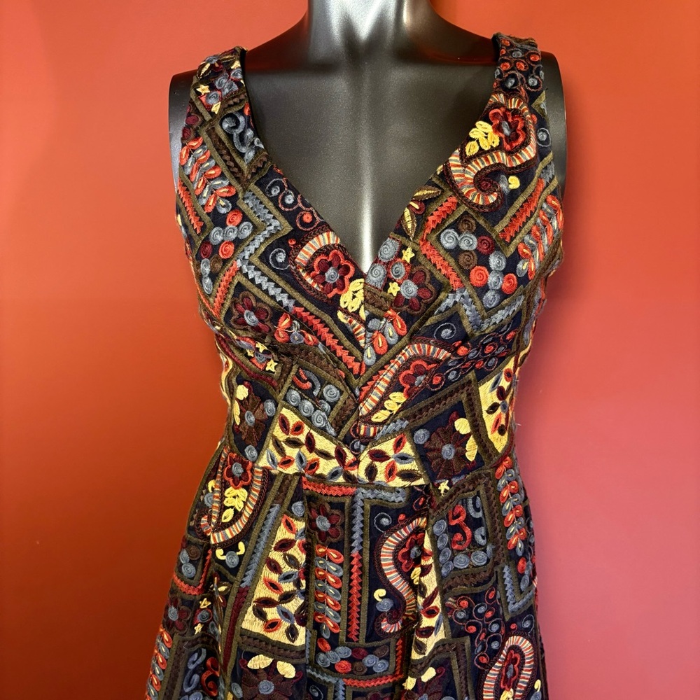 Eva Franco Anthropologie Charlotte Embroidered Fit & Flare Dress - Picture 6 of 12